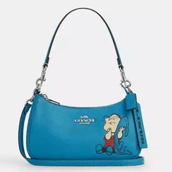 Coach X Peanuts Leather Teri Shoulder Bag With Linus Crossbody Purse - Picture 7 of 13